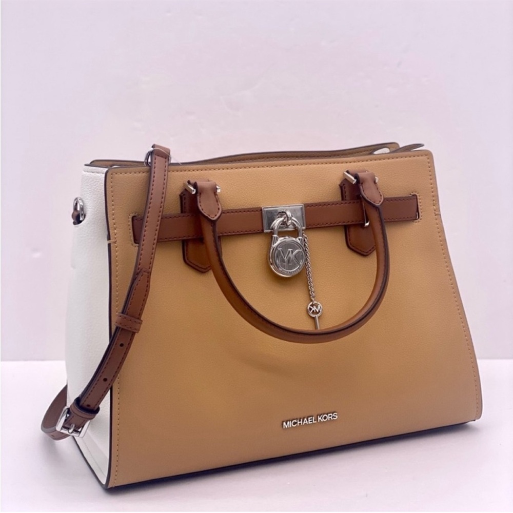Michael Kors Hamilton Medium Color-Block Leather Satchel - Picture 8 of 11